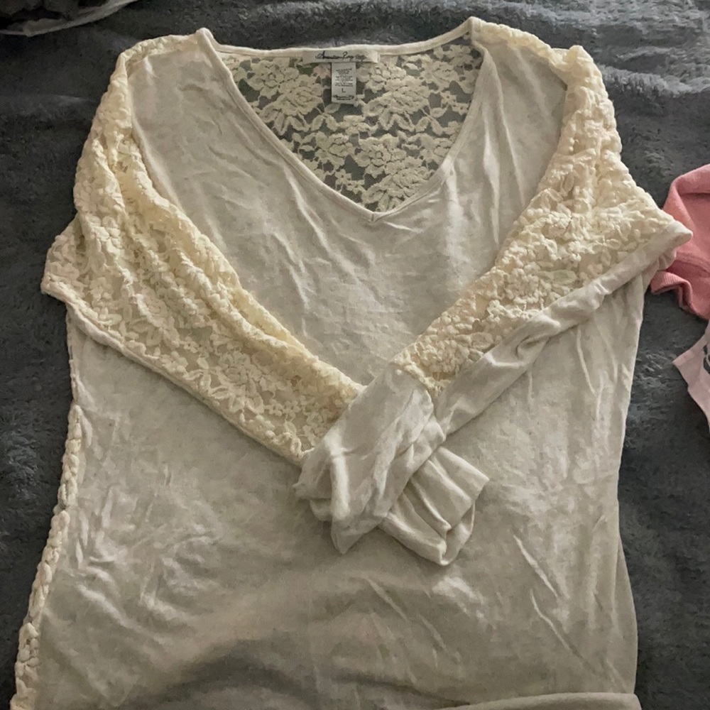 Ivory full lace long sleeve top